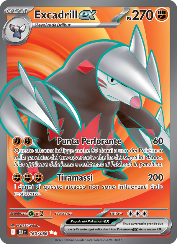 Excadrill-ex 160/172 — Luce Nera (Italian Pokémon TCG card)