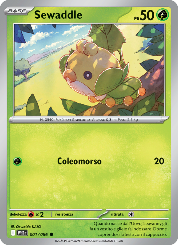 Sewaddle 001/173 — Fuoco Bianco (Italian Pokémon TCG card)