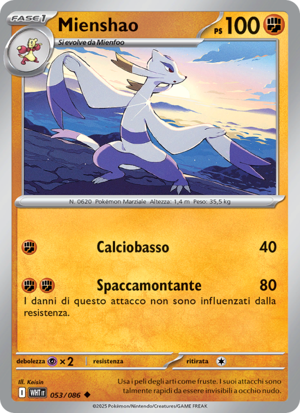 Mienshao 053/173 — Fuoco Bianco (Italian Pokémon TCG card)