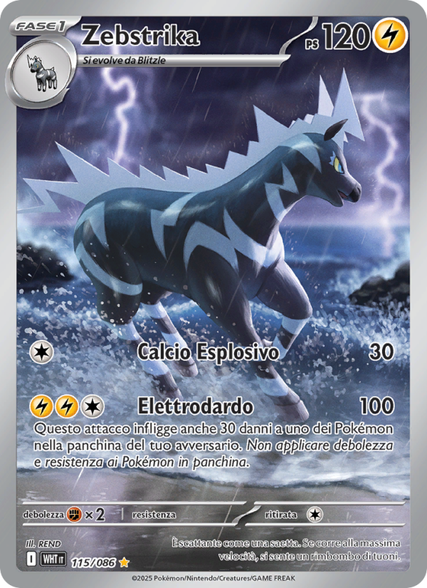 Zebstrika 115/173 — Fuoco Bianco (Italian Pokémon TCG card)