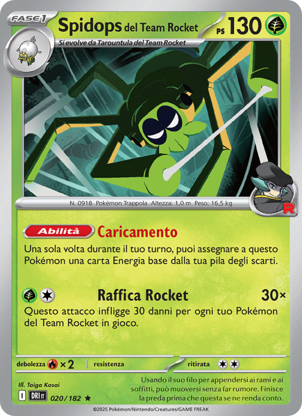Spidops del Team Rocket 020/244 — Rivali Predestinati (Italian Pokémon TCG card)
