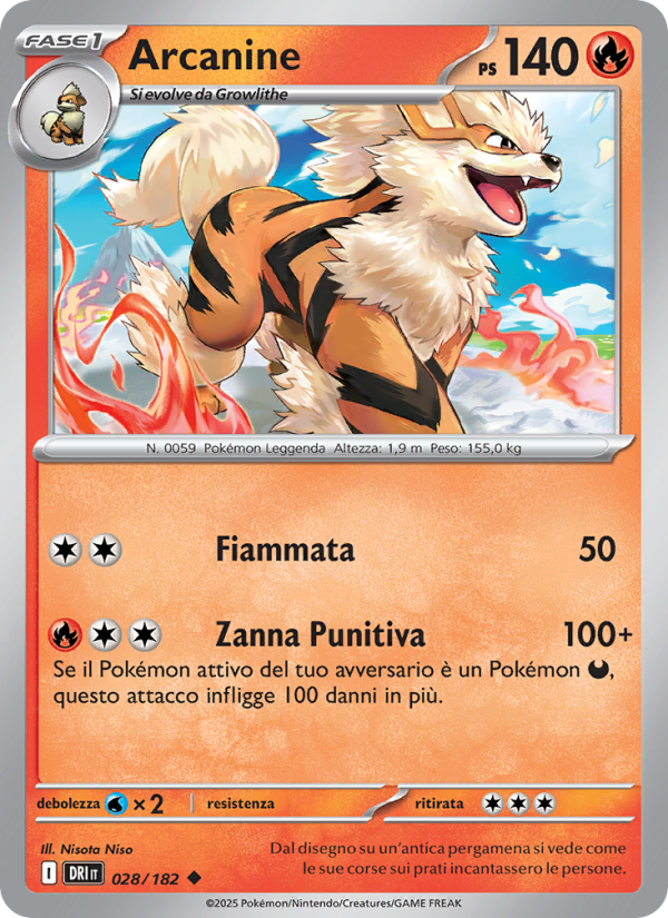 Arcanine 028/244 — Rivali Predestinati (Italian Pokémon TCG card)