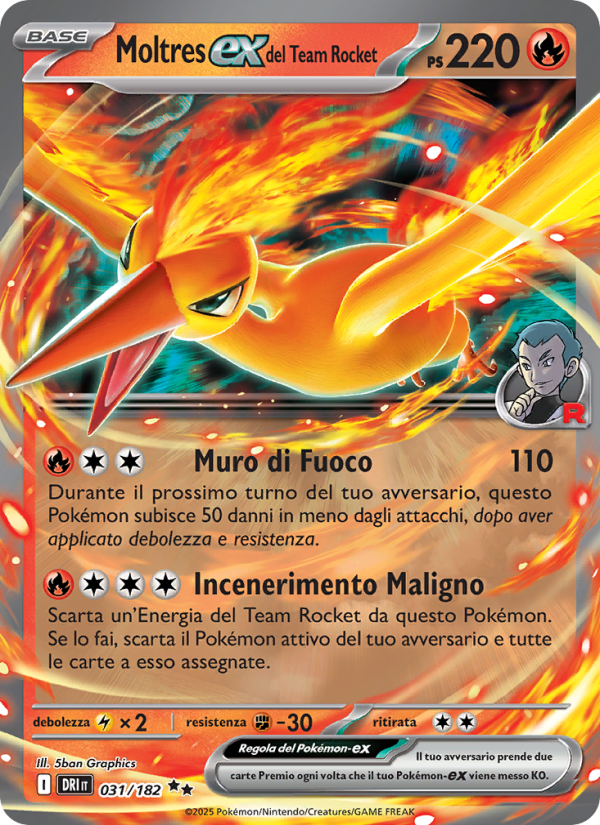 Moltres-ex del Team Rocket 031/244 — Rivali Predestinati (Italian Pokémon TCG card)
