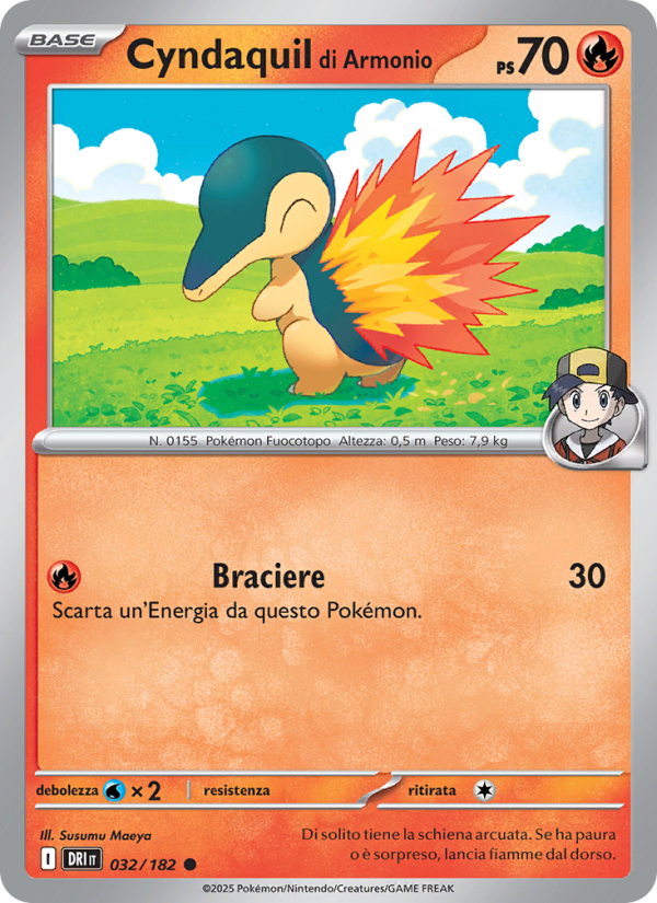Cyndaquil di Armonio 032/244 — Rivali Predestinati (Italian Pokémon TCG card)