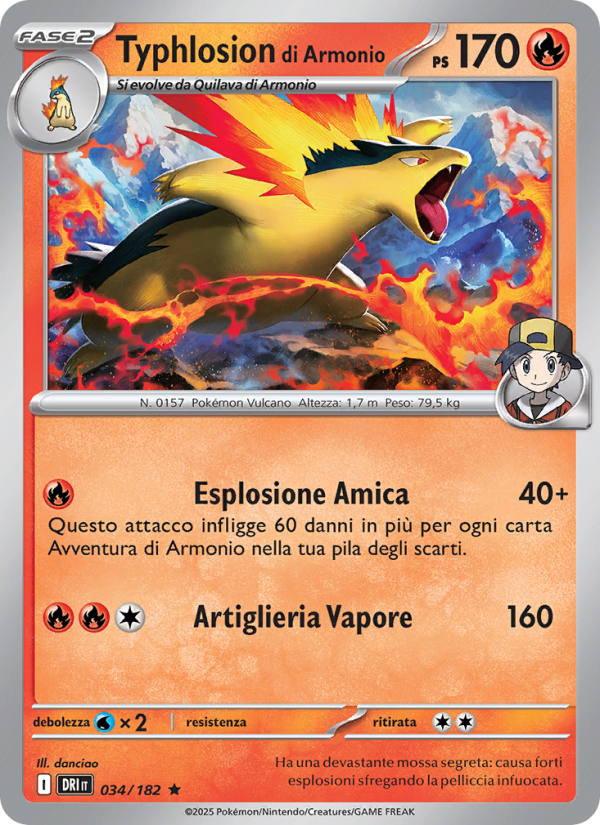 Typhlosion di Armonio 034/244 — Rivali Predestinati (Italian Pokémon TCG card)
