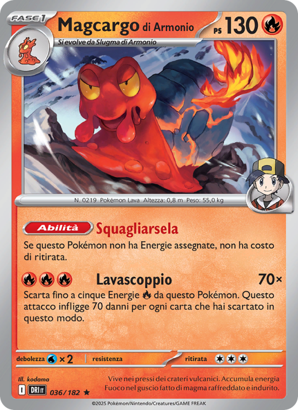 Magcargo di Armonio 036/244 — Rivali Predestinati (Italian Pokémon TCG card)