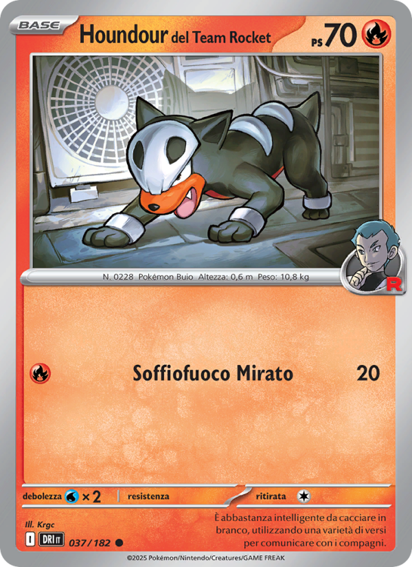 Houndour del Team Rocket 037/244 — Rivali Predestinati (Italian Pokémon TCG card)