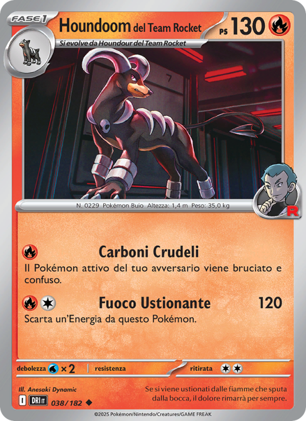 Houndoom del Team Rocket 038/244 — Rivali Predestinati (Italian Pokémon TCG card)