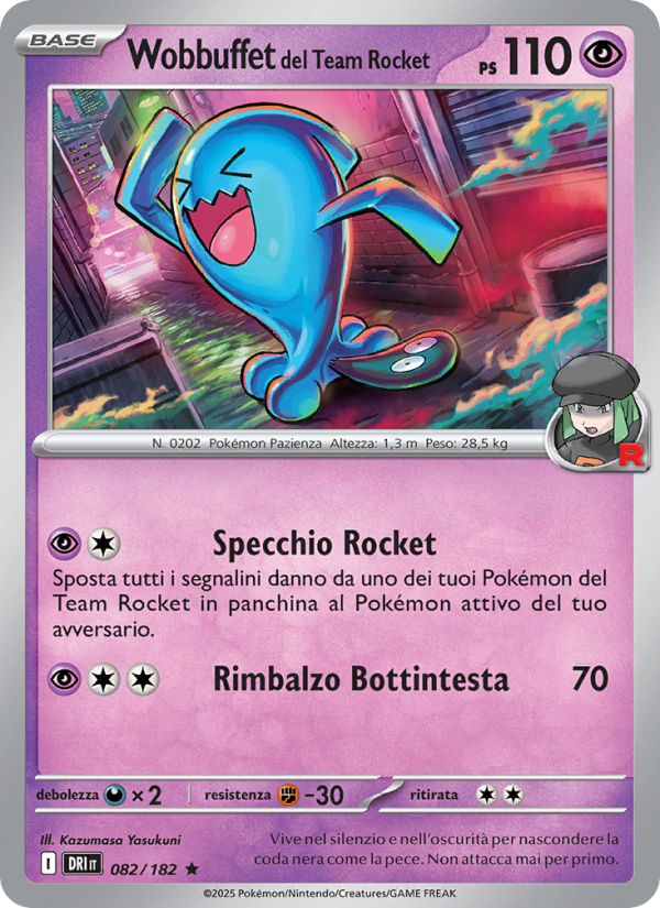 Wobbuffet del Team Rocket 082/244 — Rivali Predestinati (Italian Pokémon TCG card)