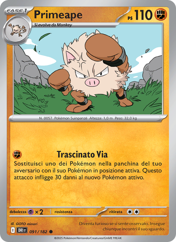 Primeape 091/244 — Rivali Predestinati (Italian Pokémon TCG card)