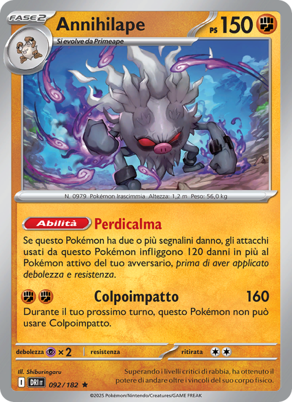 Annihilape 092/244 — Rivali Predestinati (Italian Pokémon TCG card)