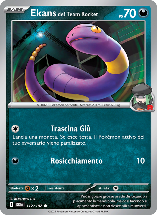 Ekans del Team Rocket 112/244 — Rivali Predestinati (Italian Pokémon TCG card)