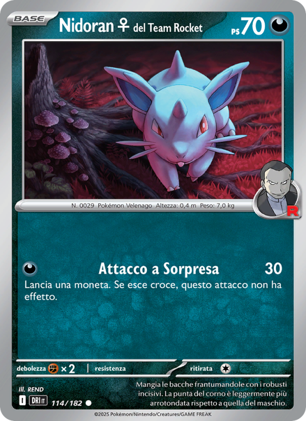Nidoran♀ del Team Rocket 114/244 — Rivali Predestinati (Italian Pokémon TCG card)