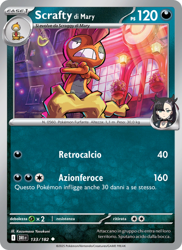 Scrafty di Mary 133/244 — Rivali Predestinati (Italian Pokémon TCG card)