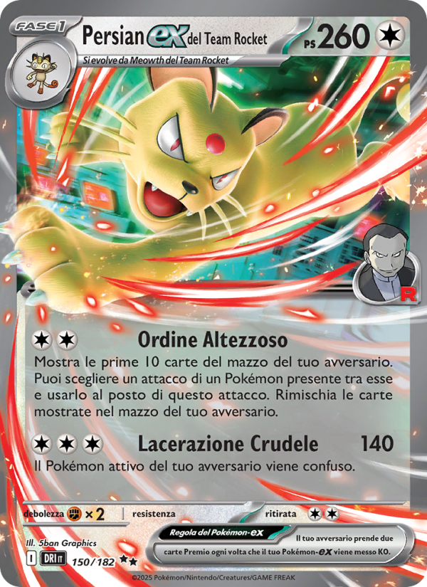 Persian-ex del Team Rocket 150/244 — Rivali Predestinati (Italian Pokémon TCG card)
