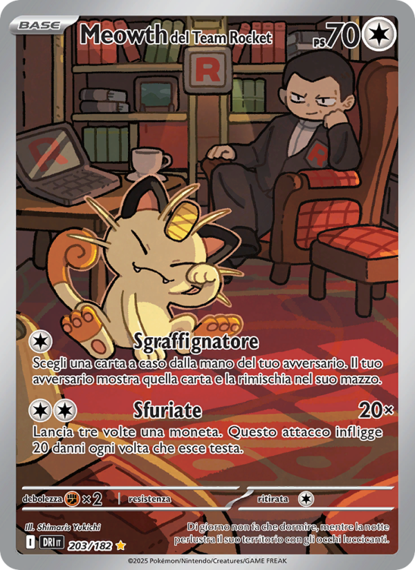 Meowth del Team Rocket 203/244 — Rivali Predestinati (Italian Pokémon TCG card)