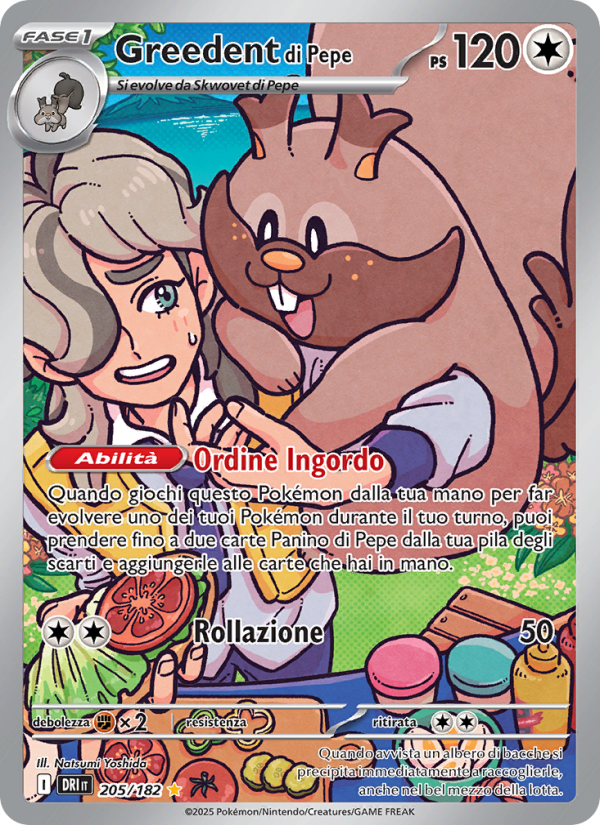 Greedent di Pepe 205/244 — Rivali Predestinati (Italian Pokémon TCG card)