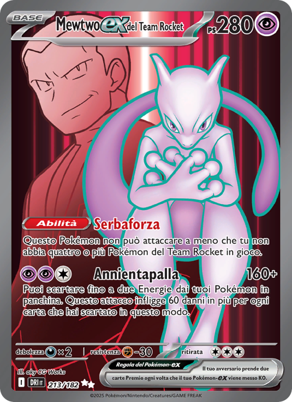 Mewtwo-ex del Team Rocket 213/244 — Rivali Predestinati (Italian Pokémon TCG card)