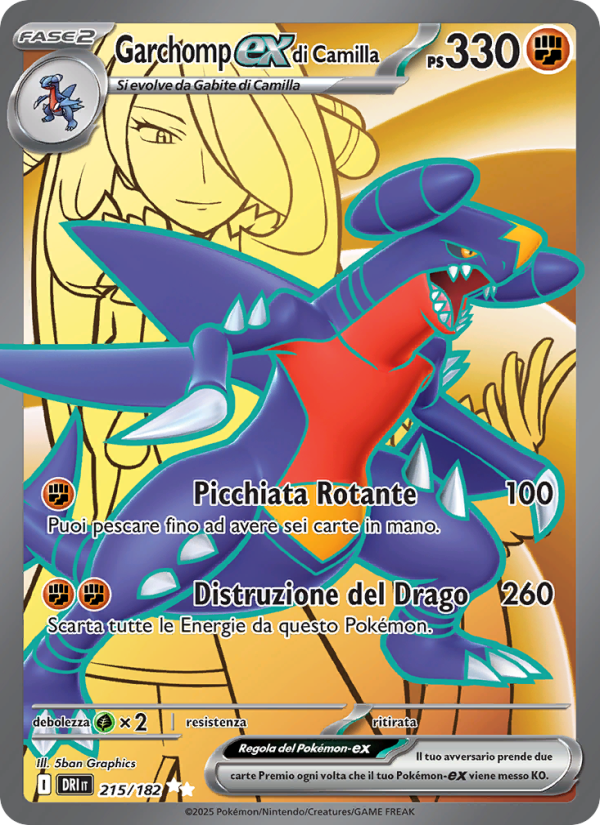 Garchomp-ex di Camilla 215/244 — Rivali Predestinati (Italian Pokémon TCG card)