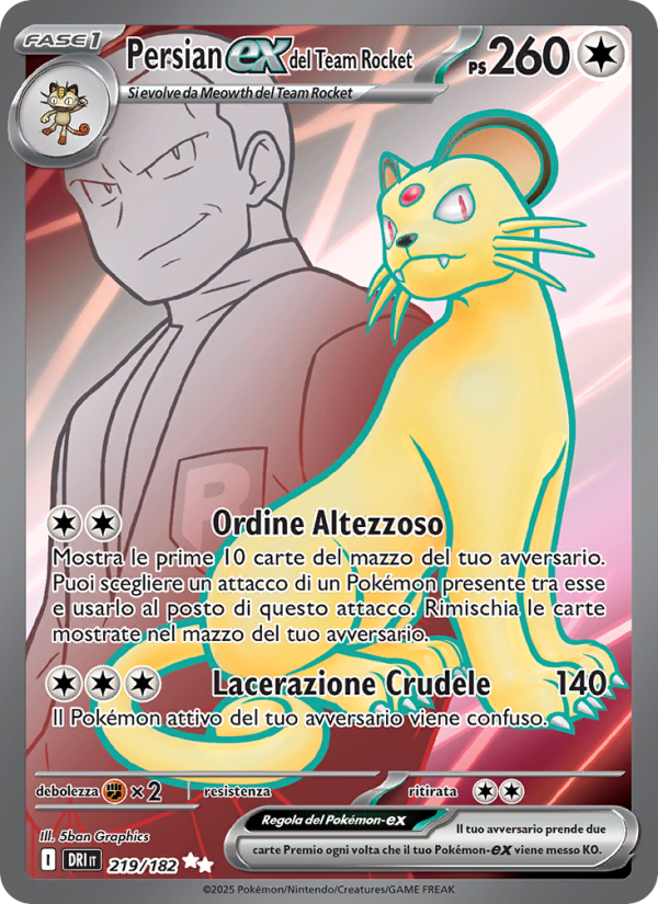 Persian-ex del Team Rocket 219/244 — Rivali Predestinati (Italian Pokémon TCG card)