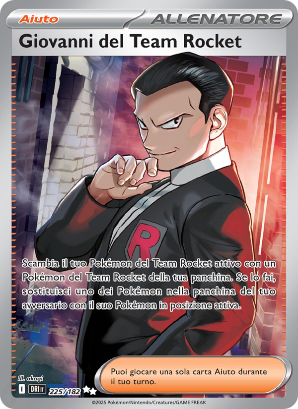 Giovanni del Team Rocket 225/244 — Rivali Predestinati (Italian Pokémon TCG card)
