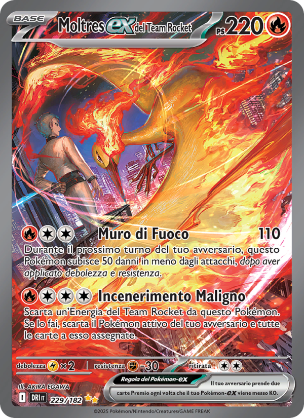 Moltres-ex del Team Rocket 229/244 — Rivali Predestinati (Italian Pokémon TCG card)