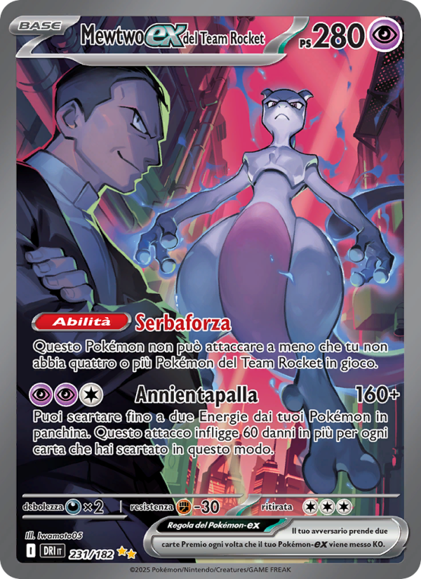 Mewtwo-ex del Team Rocket 231/244 — Rivali Predestinati (Italian Pokémon TCG card)