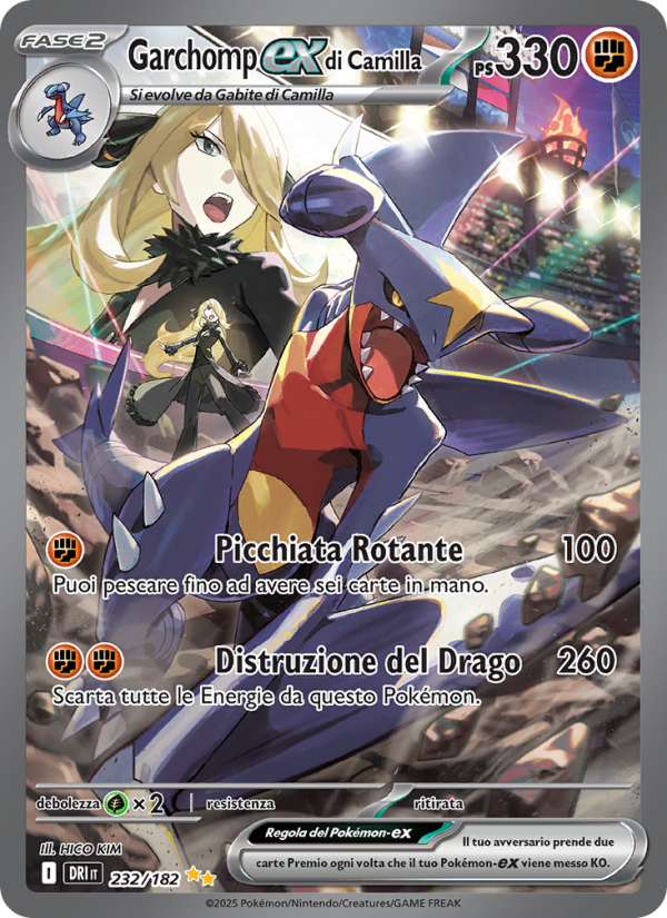 Garchomp-ex di Camilla 232/244 — Rivali Predestinati (Italian Pokémon TCG card)