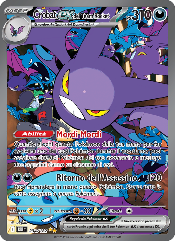 Crobat-ex del Team Rocket 234/244 — Rivali Predestinati (Italian Pokémon TCG card)