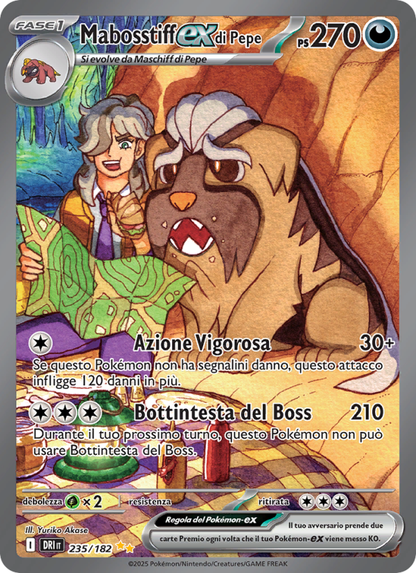 Mabosstiff-ex di Pepe 235/244 — Rivali Predestinati (Italian Pokémon TCG card)