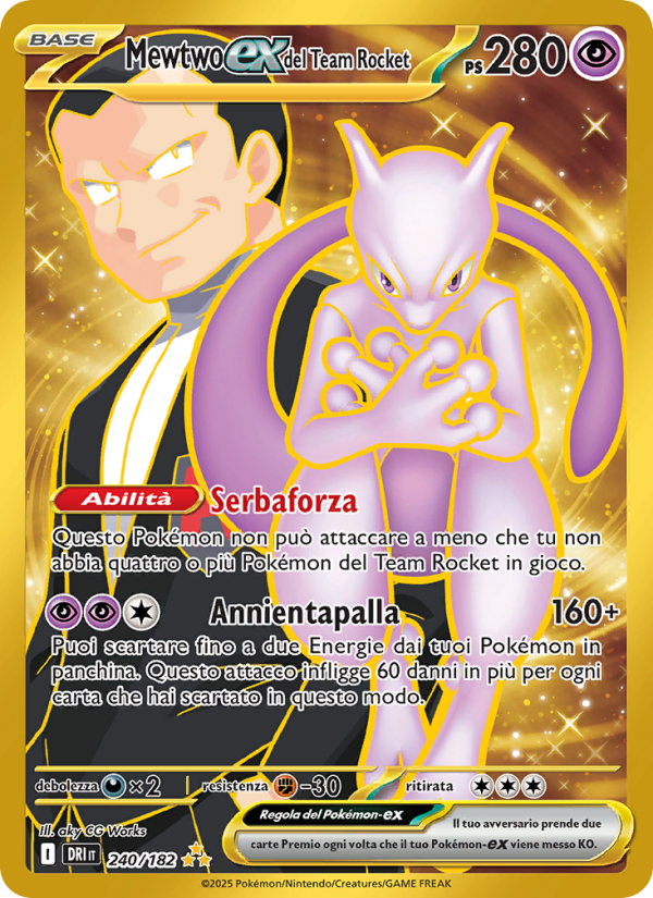 Mewtwo-ex del Team Rocket 240/244 — Rivali Predestinati (Italian Pokémon TCG card)