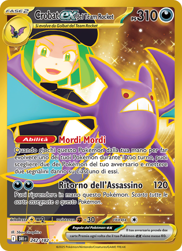 Crobat-ex del Team Rocket 242/244 — Rivali Predestinati (Italian Pokémon TCG card)
