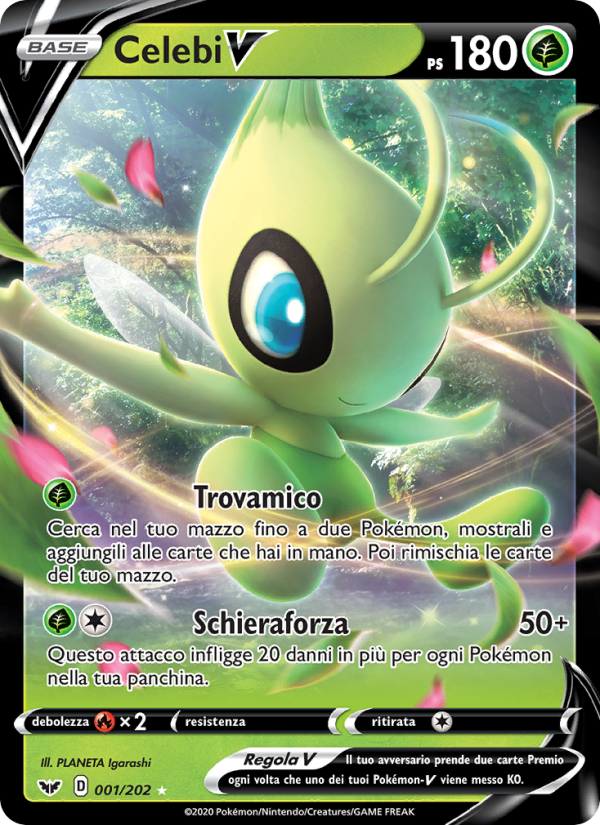 Celebi V 001/216 — Sword & Shield (Italian Pokémon TCG card)
