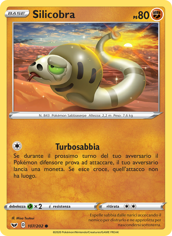 Silicobra 107/216 — Spada e Scudo (Italian Pokémon TCG card)