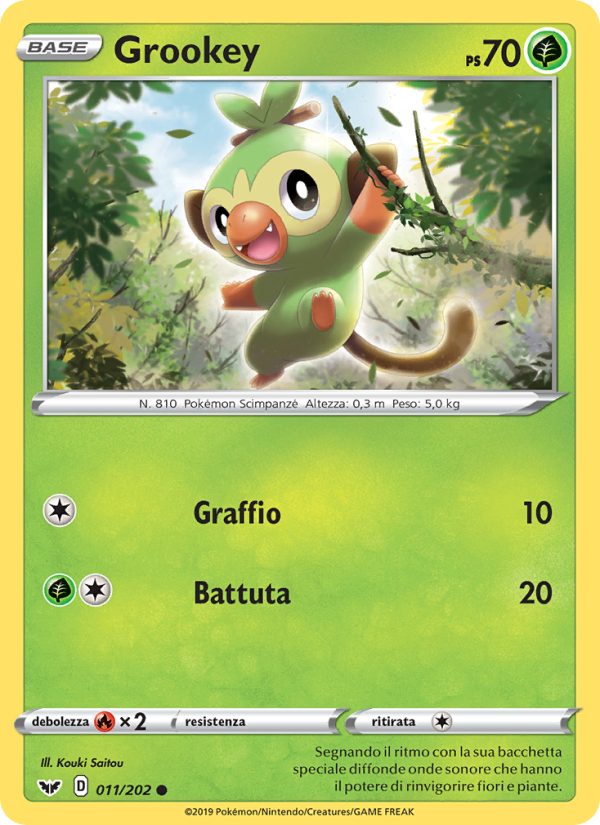 Grookey 011/216 — Spada e Scudo (Italian Pokémon TCG card)