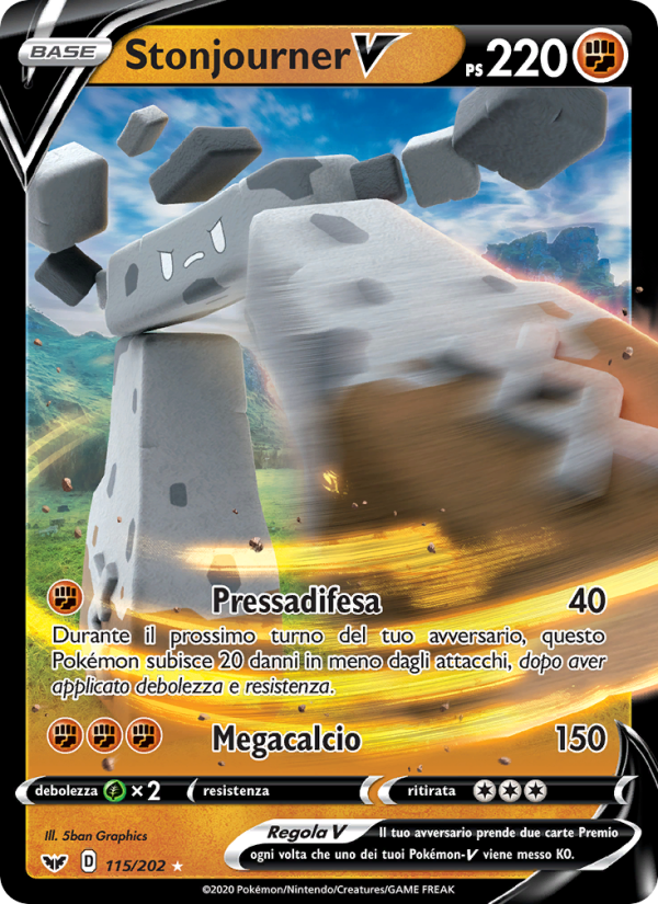 Stonjourner V 115/216 — Spada e Scudo (Italian Pokémon TCG card)