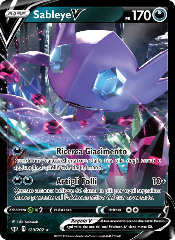 Sableye V 120/216 — Spada e Scudo (Italian Pokémon TCG card)