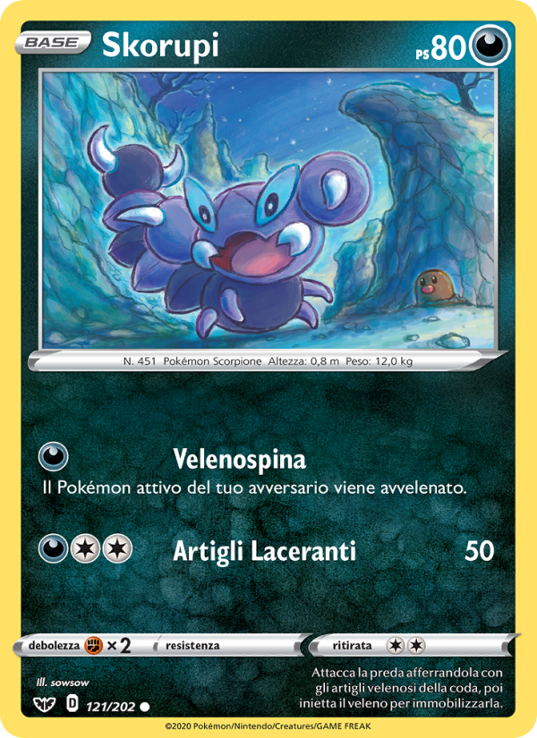 Skorupi 121/216 — Spada e Scudo (Italian Pokémon TCG card)