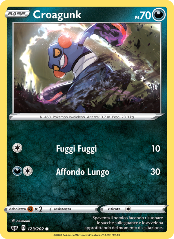 Croagunk 123/216 — Spada e Scudo (Italian Pokémon TCG card)