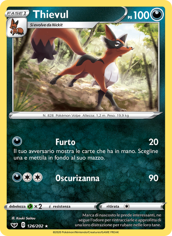 Thievul 126/216 — Spada e Scudo (Italian Pokémon TCG card)