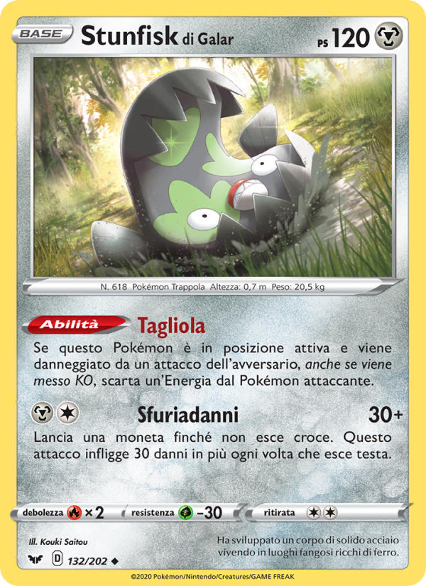 Stunfisk di Galar 132/216 — Spada e Scudo (Italian Pokémon TCG card)