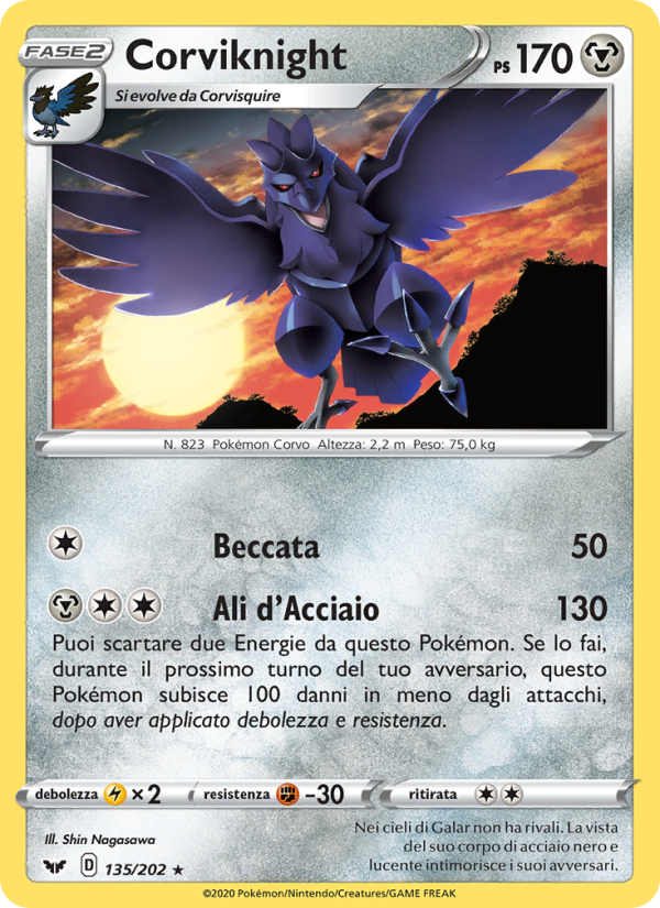 Corviknight 135/216 — Spada e Scudo (Italian Pokémon TCG card)