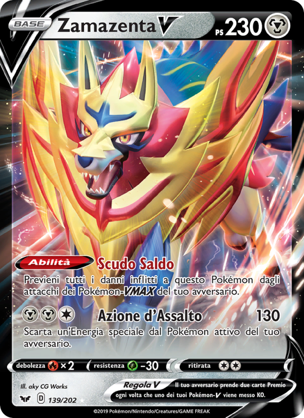 Zamazenta V 139/216 — Spada e Scudo (Italian Pokémon TCG card)