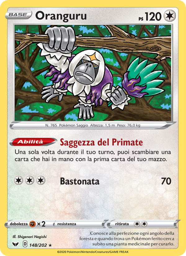 Oranguru 148/216 — Spada e Scudo (Italian Pokémon TCG card)