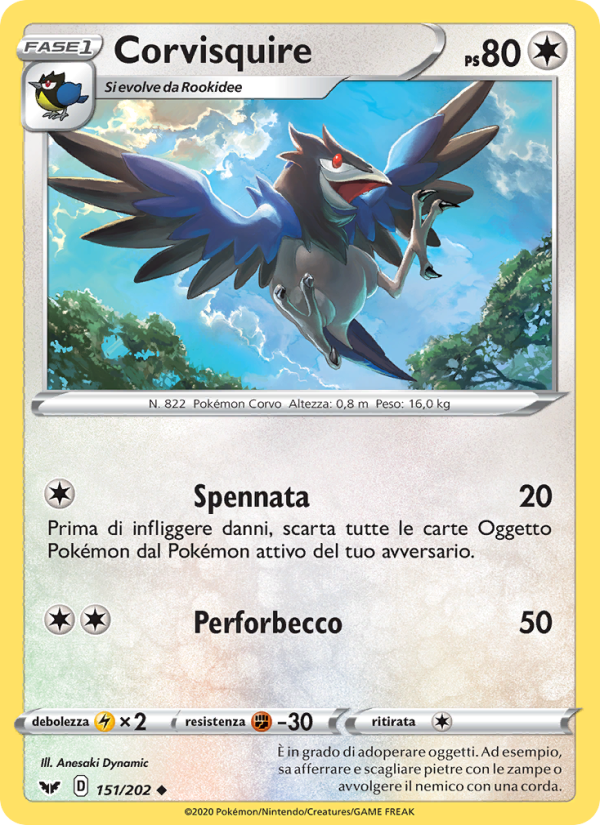 Corvisquire 151/216 — Spada e Scudo (Italian Pokémon TCG card)