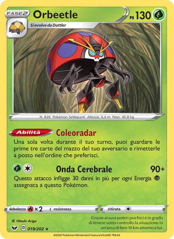 Orbeetle 019/216 — Spada e Scudo (Italian Pokémon TCG card)