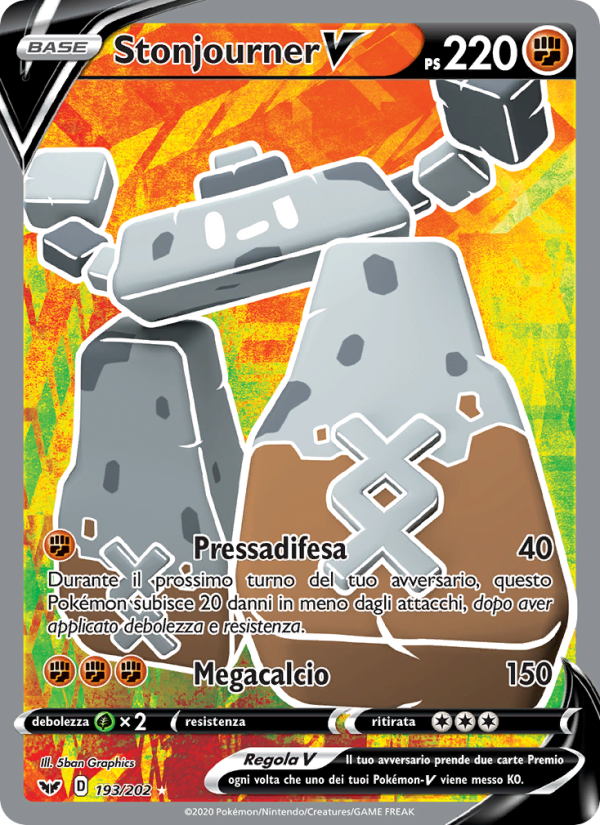 Stonjourner V 193/216 — Spada e Scudo (Italian Pokémon TCG card)