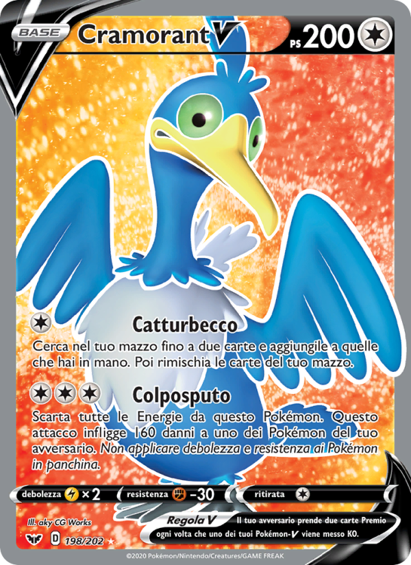 Cramorant V 198/216 — Sword & Shield (Italian Pokémon TCG card)