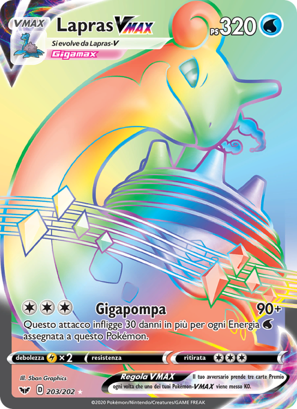 Lapras VMAX 203/216 — Sword & Shield (Italian Pokémon TCG card)