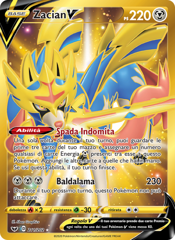 Zacian V 211/216 — Spada e Scudo (Italian Pokémon TCG card)